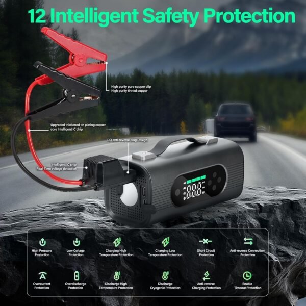 Portable Car Battery Jump Starter And Wireless Vacuum Cleaner With Air Compressor.