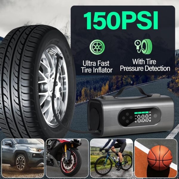 Portable Car Battery Jump Starter And Wireless Vacuum Cleaner With Air Compressor.